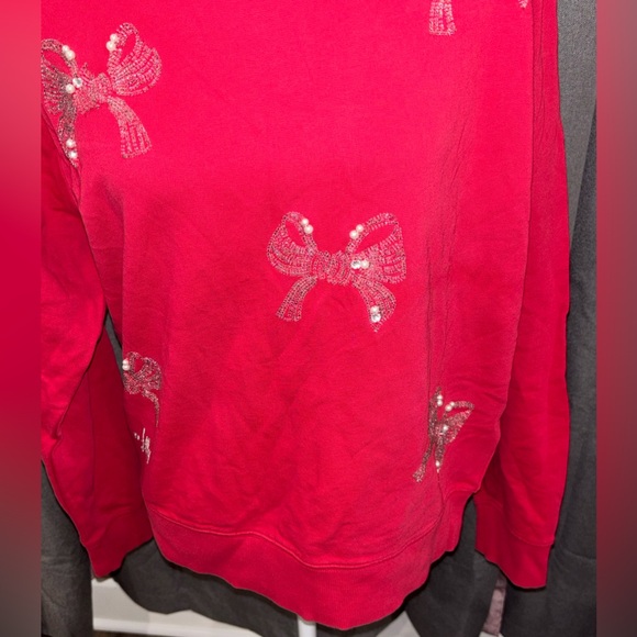 NWOT LILLY PULITZER Women's Ballad Bow Sweatshirt Size XL Red Cotton Casual Cozy - Picture 6 of 13